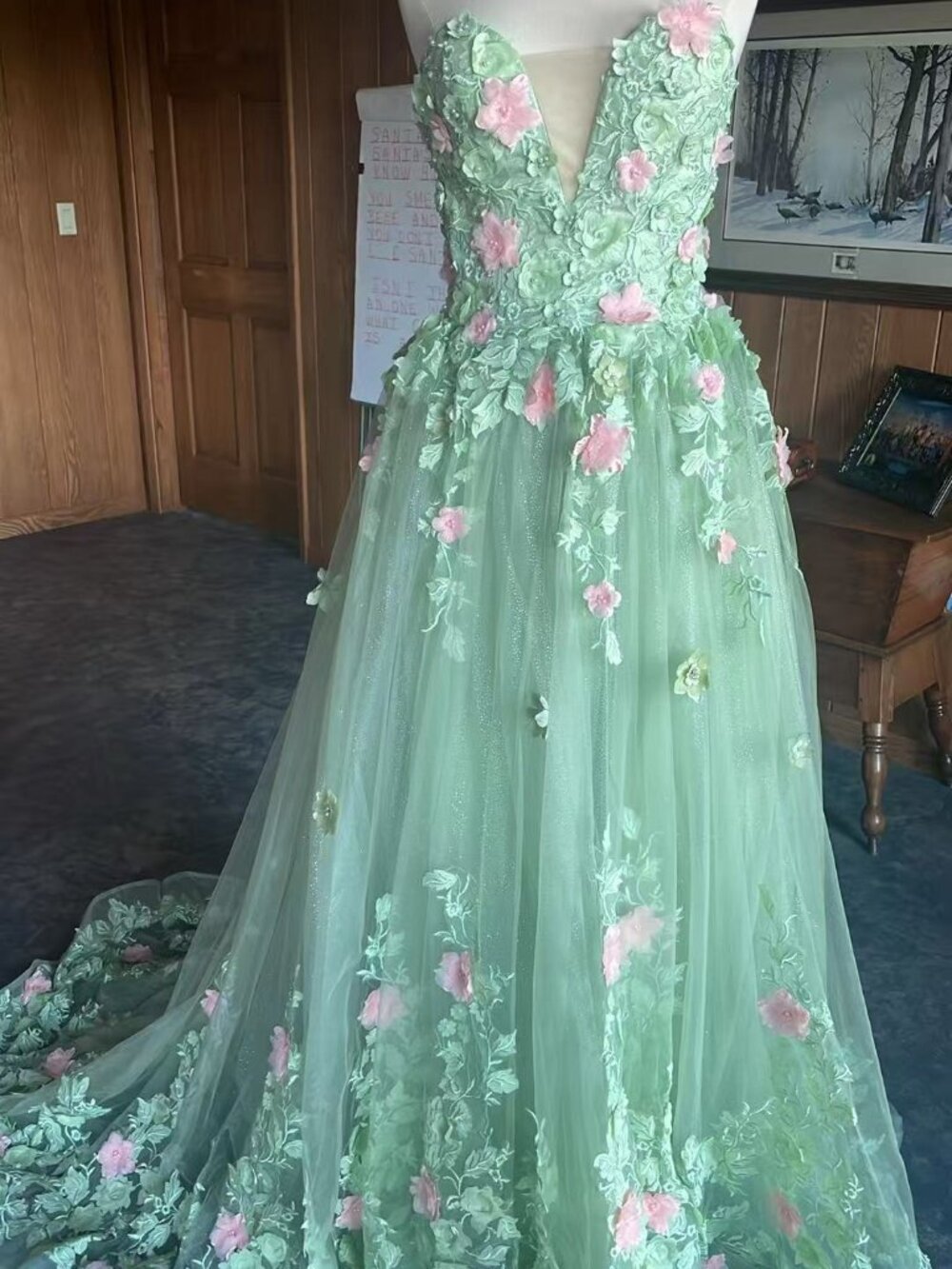 Quinceanera Dresses Long Ball Gown, Lace Tulle Prom Dresses Evening Gowns